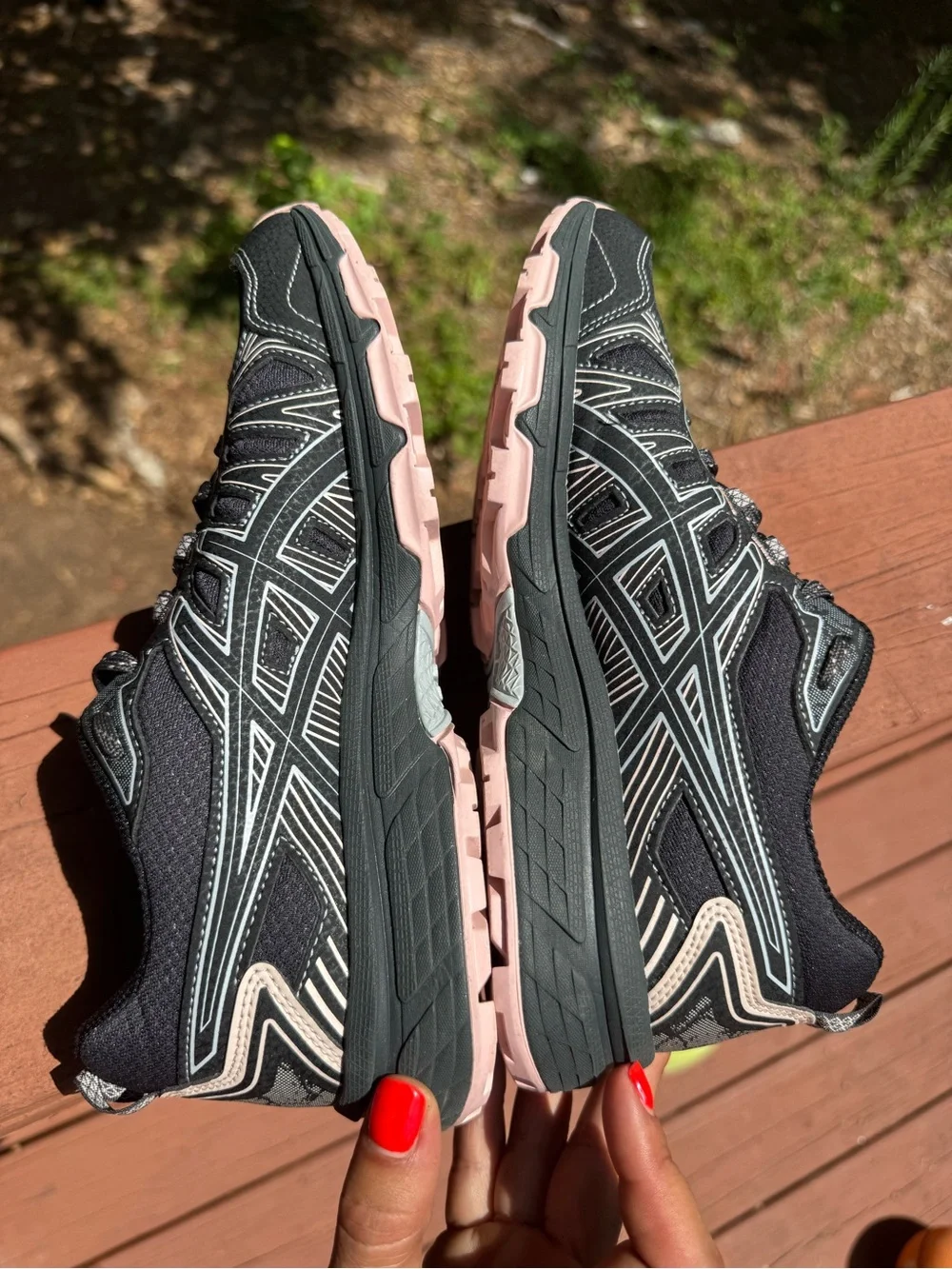 ASICS GEL-Venture 7 Women’s 8.5 Black Graphite Grey Pink Trail Running Shoes